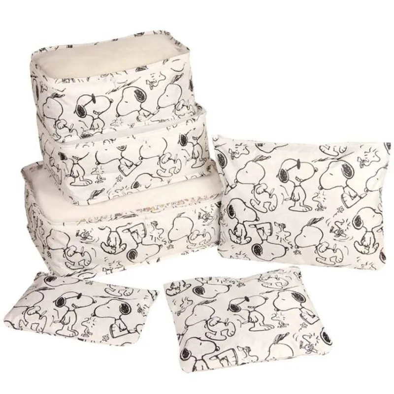 

6pcs Snoopy Waterproof Travel Storage Bag Clothes cartoon Underwear sorting bag for travel luggage handbag