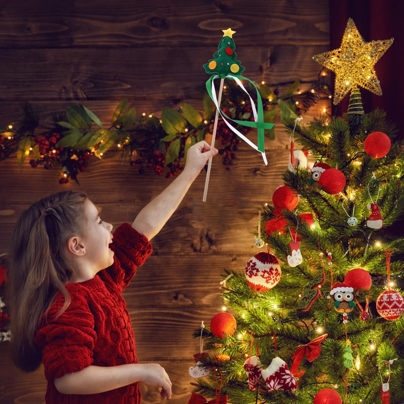 

Christmas Tree Fairy Wand Handheld Dress-Up Party Prop Kids Stage Performance Decorative Fairy Stick Party Accessory