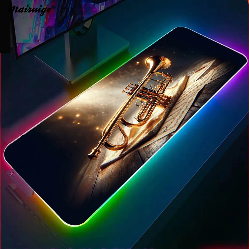 Xxl Mousepad Music Trumpet Instrument Computer Mouse Pad Setup Gamer Accesorios Gaming Office Table Cushion Desktop Carpet