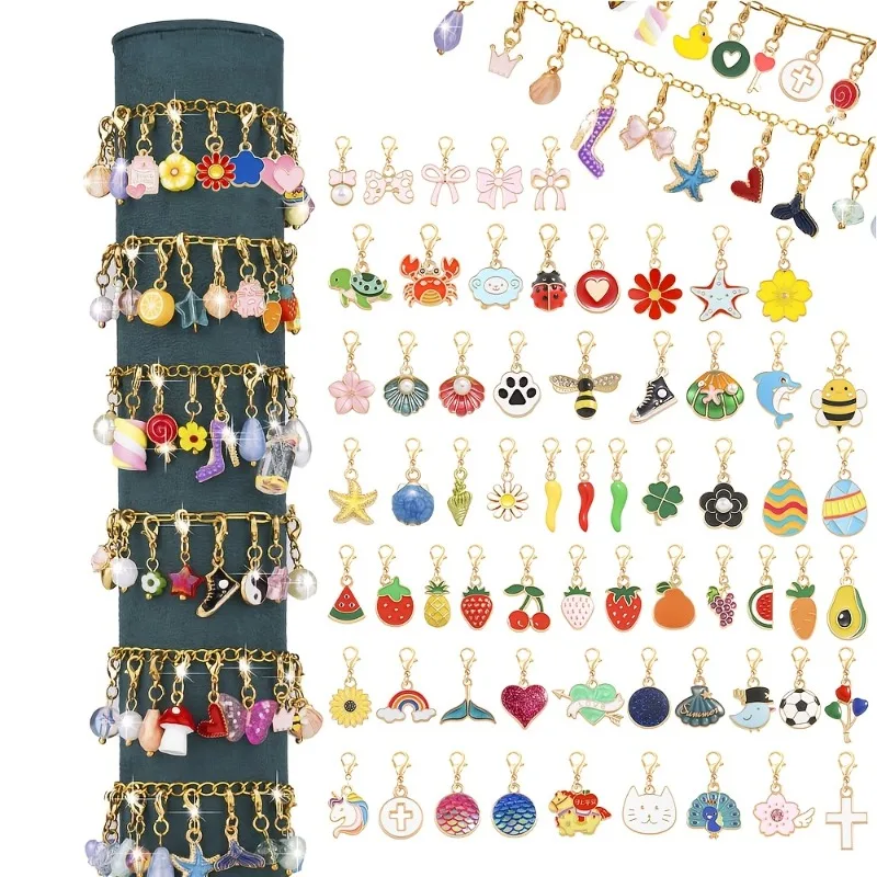 100 Pack Assorted Random Zinc Alloy with Lobster Clasps for Craft Making DIY Key Rings and Keychain Bags Decorative Accessories