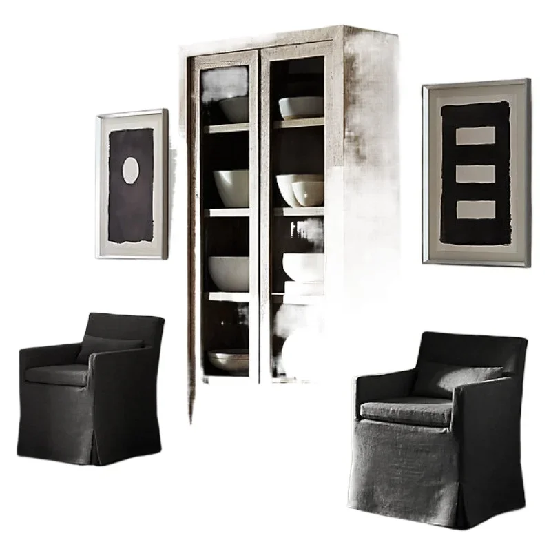 

Solid wood wabi-sabi wind home bookcase living room storage modern simple bedroom dining side cabinet