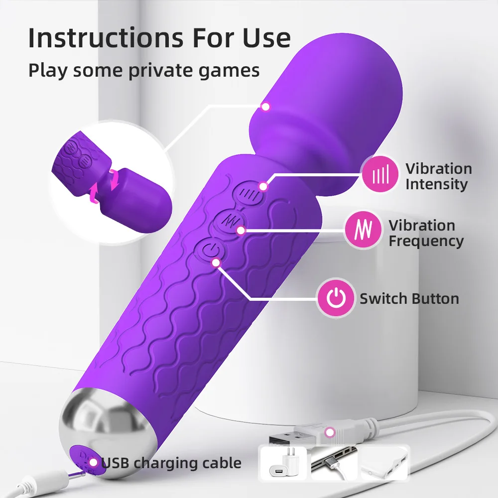 Powerful Automatic Dildo Vibrators for Women 20 Speeds Powerful gun Sex Machine Magic Wand USB G Spot Masturbator Adult Sex toys