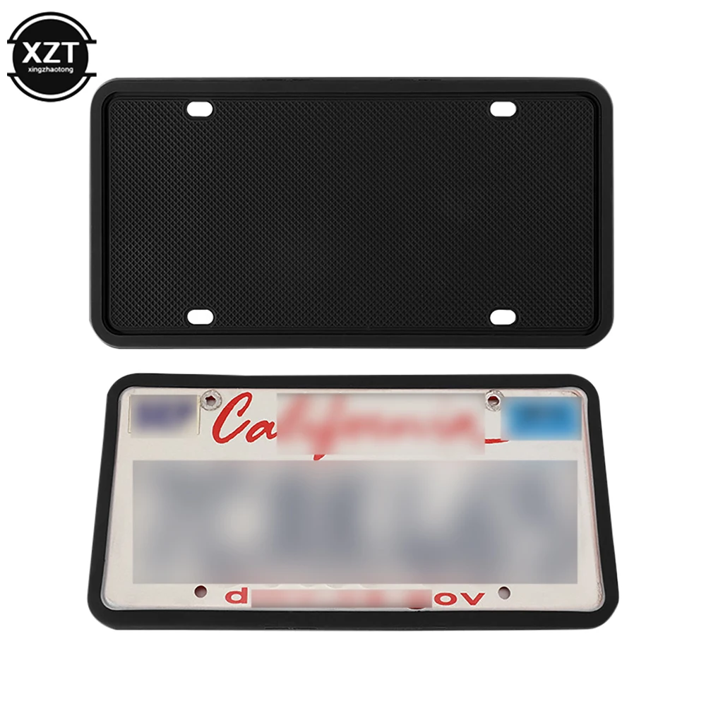 Silicone License Plate Frames Weather-Proof Car License Plate Cover Car Rust-Proof Black License Plate Bracket Holder