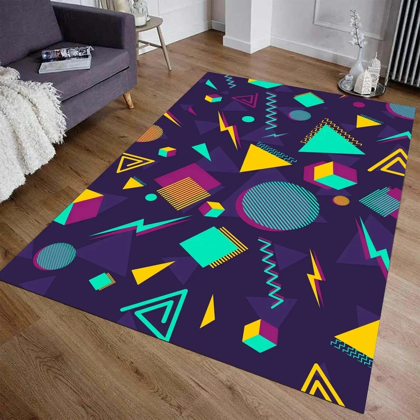 Arcade Stars Bowling Alley Carpet 90S Arcade Retro Rug Non-Slip Home Theater Movie Room Floor Mat Gamer Room Décor Retro Gift