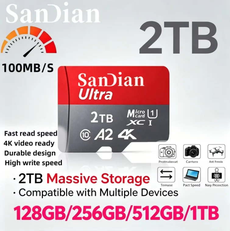 128GB 256GB Micro TF/ SD Card Class 10 High Speed Memory Cards Stable Performance SD Memory Card for Phones/Digital Camera/MP3