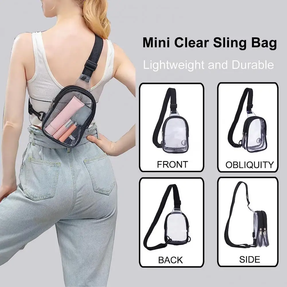 

Sports Fanny Pack Clear Sling Bag Waist Bag Chest Bag Crossbody Bag Waterproof Transparent Jelly Bag Adjustable Strap Women Bag