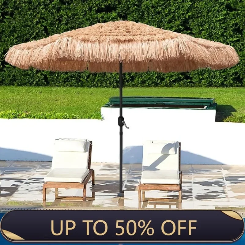 Outdoor Beach Umbrella Large Foldable Garden Pool Patio Beach Umbrella Simulated Thatched Sunshade Umbrellas Backyard Holidays