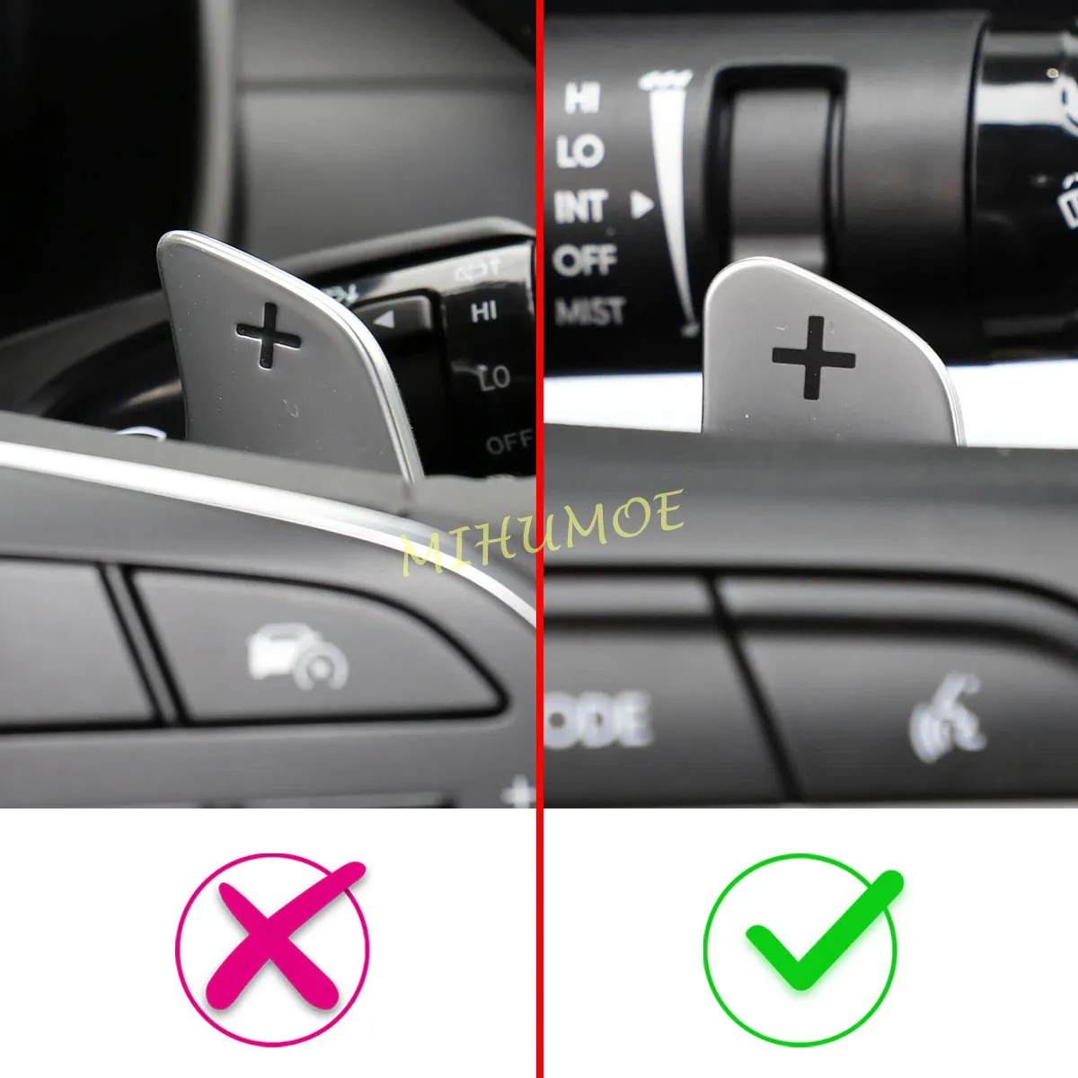 Glossy Black Car Steering Wheel Paddle Shifter Extension Accessories For 2024 2025 2026 Hyundai Sonata Tucson Kona Electric