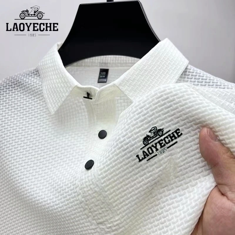 

High End Embroidery LAOYECHE Silk Cool Short Sleeved Polo Shirt Summer Korean Fashion Casual Soft and Comfortable T-shirt Top