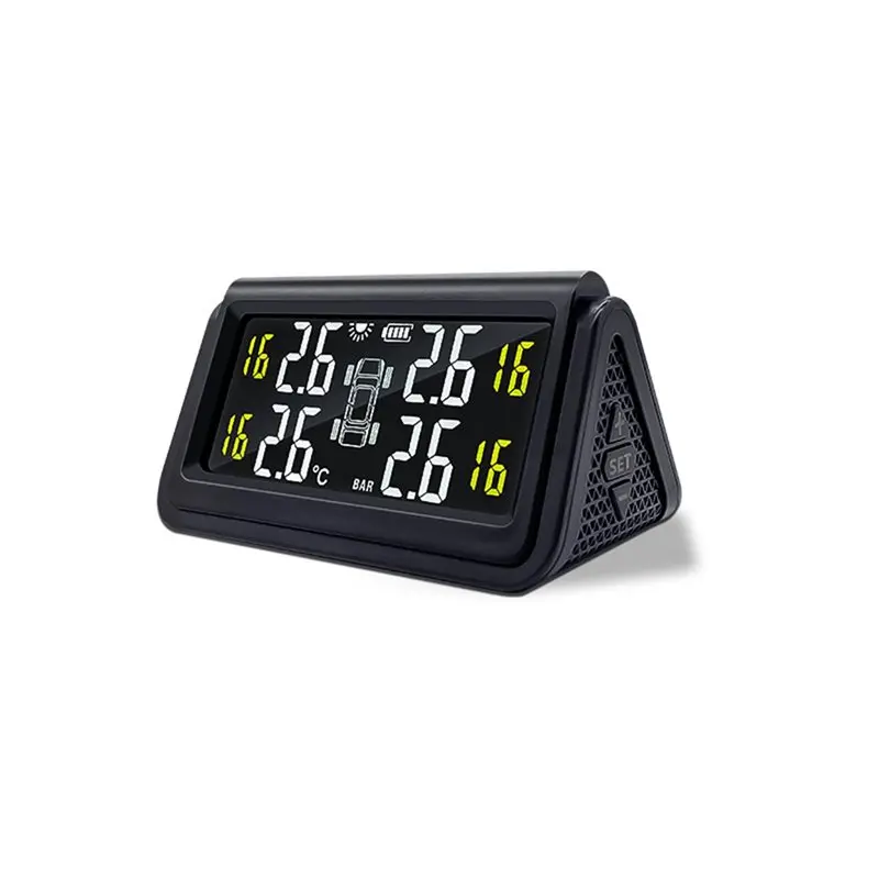Reliable-Solar Wireless Tire Pressure Monitoring System TPMS Auto Security Alarm Device With Digital Colorful Display 4 Sensors