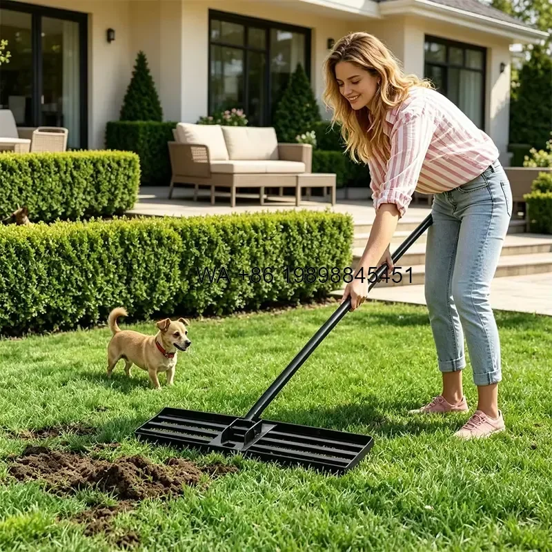 Wmwmnu Long Handle Lawn Leveling Drag Rake for Putting Green Sand Flattening Harrow Turf Grass Surface Smoothing