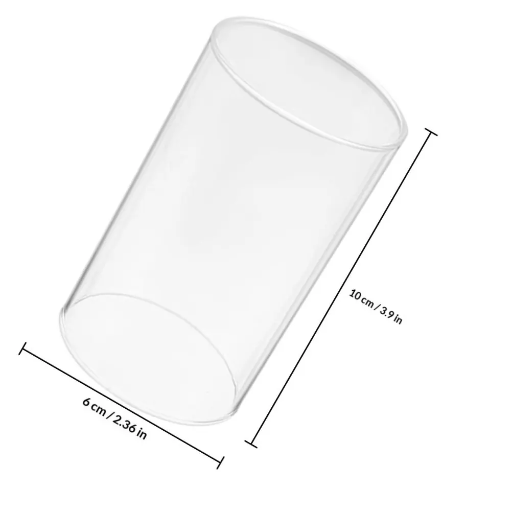 2Pcs Clear Glass Covers Open Ended Tube Shades Windproof Protectors Decorative Glass Holder for Desktop Home Use