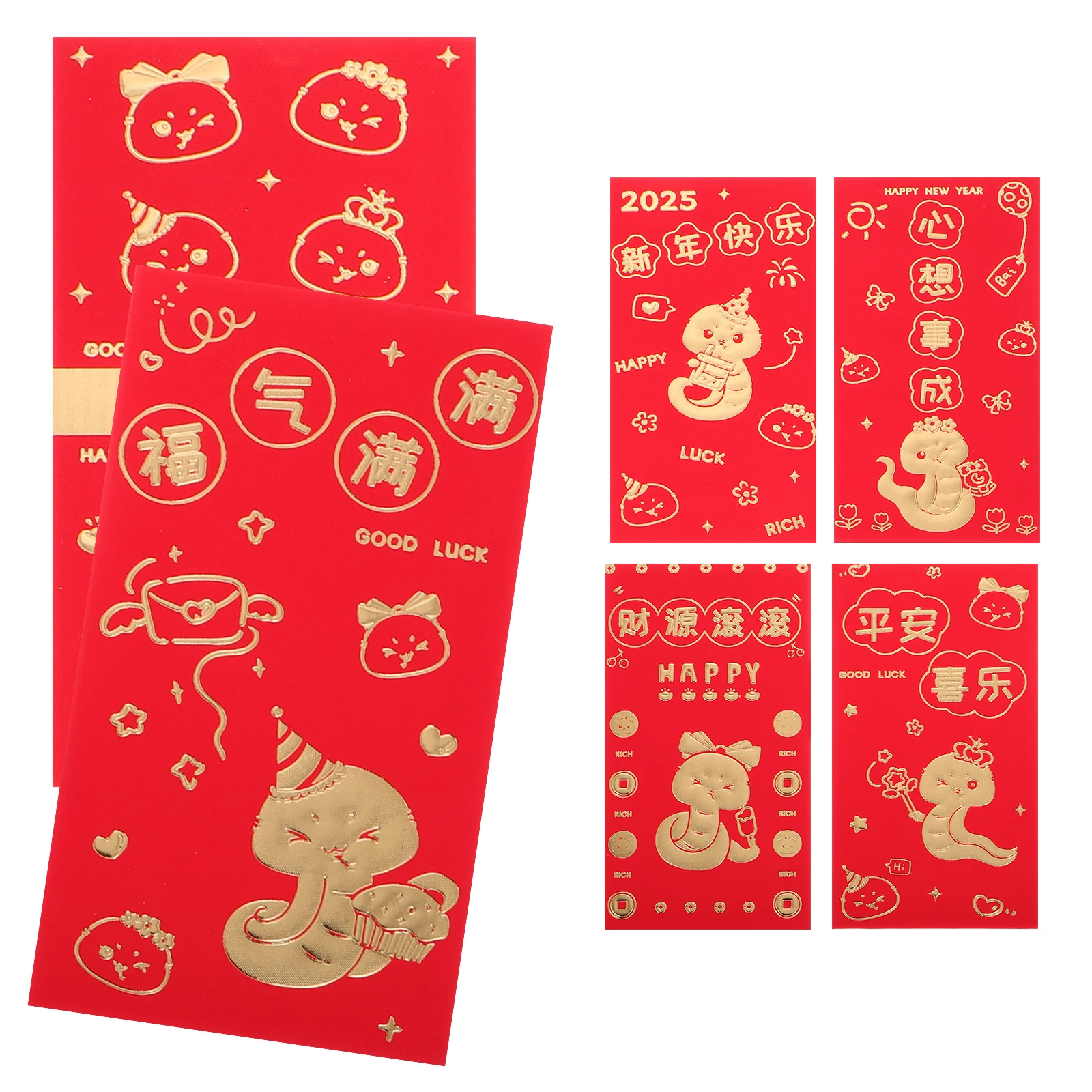 6 PCS New Year Red Envelope Hongbao Packet Chinese Money Cash Envelopes Pocket Favors