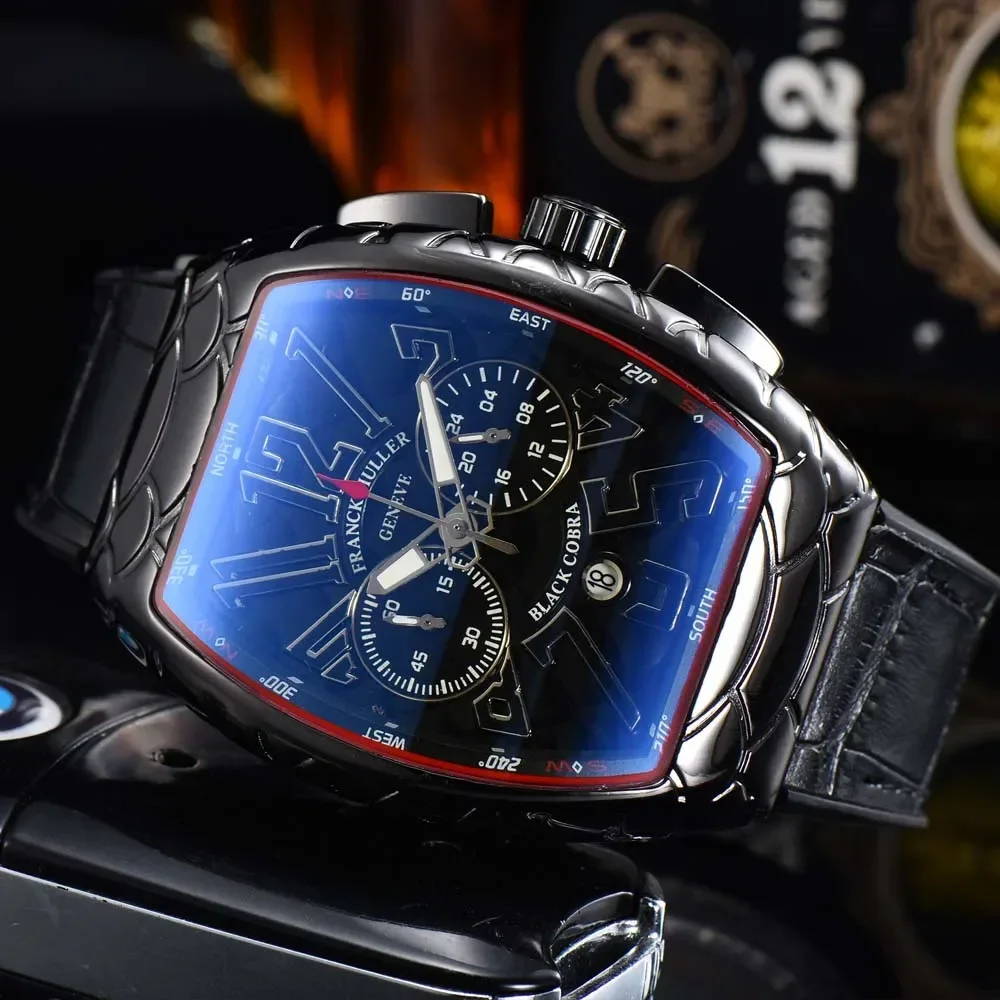 Top FRANCK Original Brand Geneva Watches For Mens High Quality Multifunction Chronograph WristWatch Business Sports AAA Clocks
