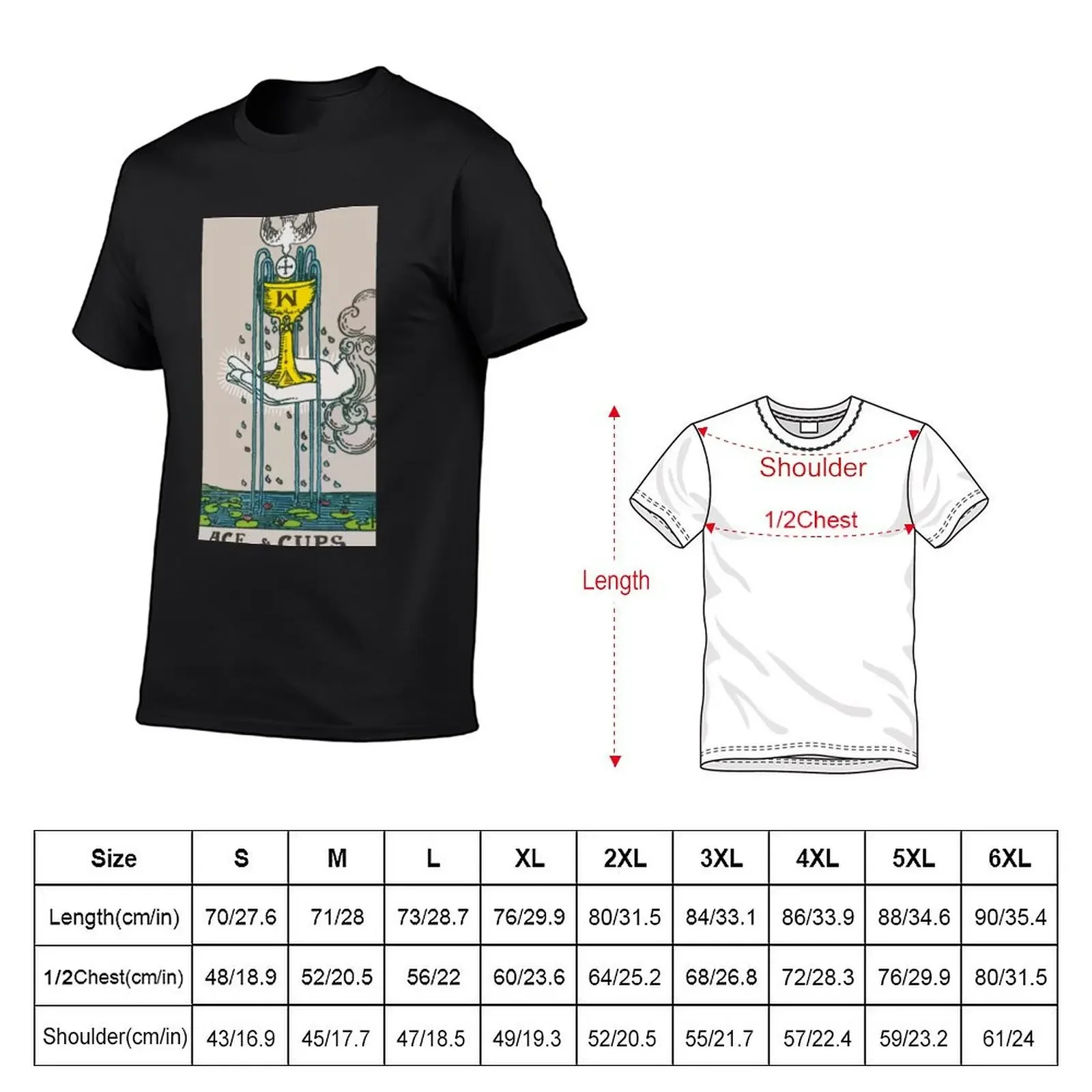 Ace of Cups Tarot Card Rider Waite Classic T-Shirt quick drying anime blacks Short sleeve tee vintage t shirt men