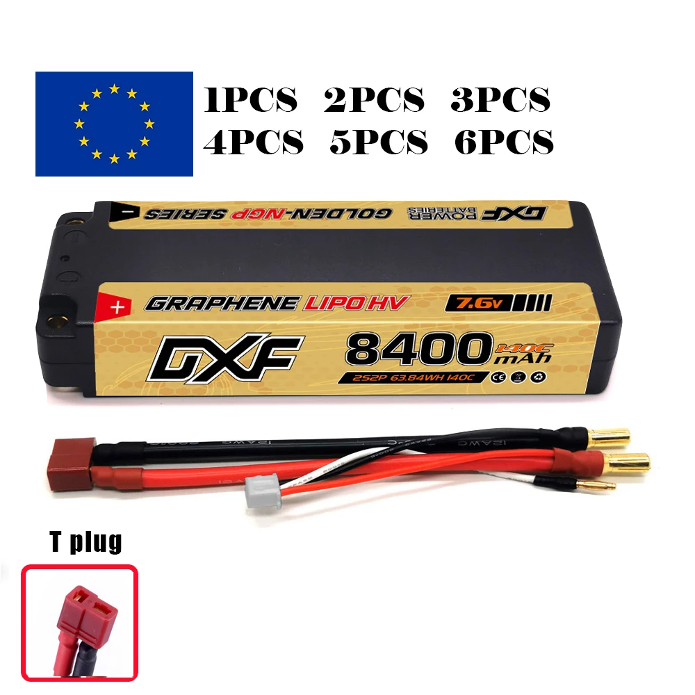 DXF 2S Lipo Battery 7.6V 140C 8400mAh 5mm T Plug Hardcase For 1/10 Buggy Truggy Offroad Boat Car Boat Truck RACING Helicopter