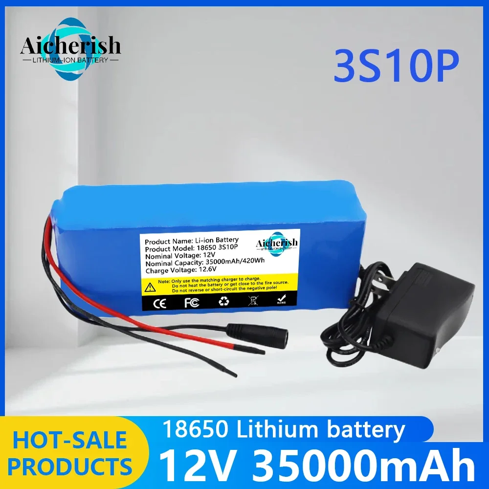 

3S10P 12V 35Ah 18650 комплект литий-ионный батарей 12V 35000mAh DC12.6V супер большой емкости перезаряжаемая батарея с BMS + зарядное устройство