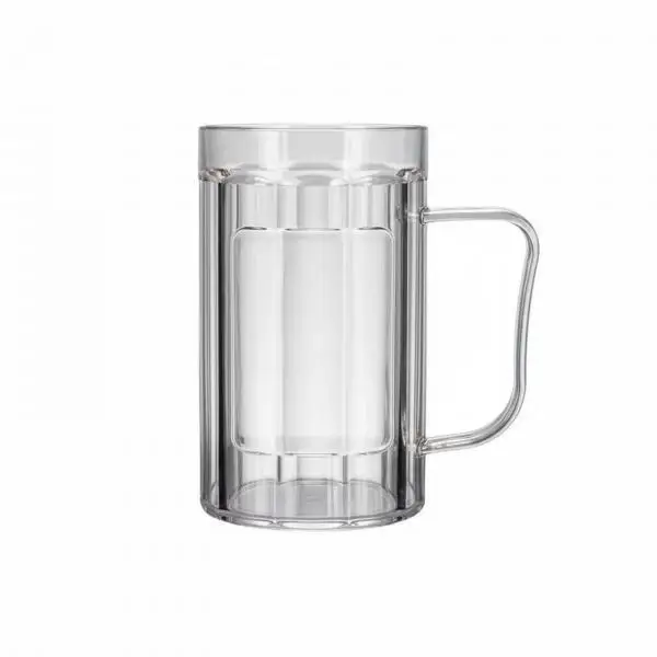 Shatterproof PET Acrylic Beer Mug Clear Handled Stein Large Capacity 500ml Drinkware Cup for Restaurant Tavern