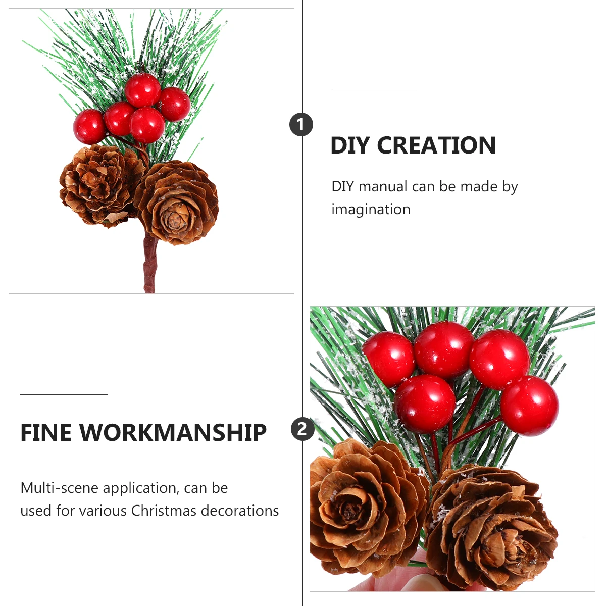 

20 Pcs Christmas Tree Artificial Berries Hanging Berries Artificial Pine Needle Decor SuppliesFlower DIY Crafts Home Decor