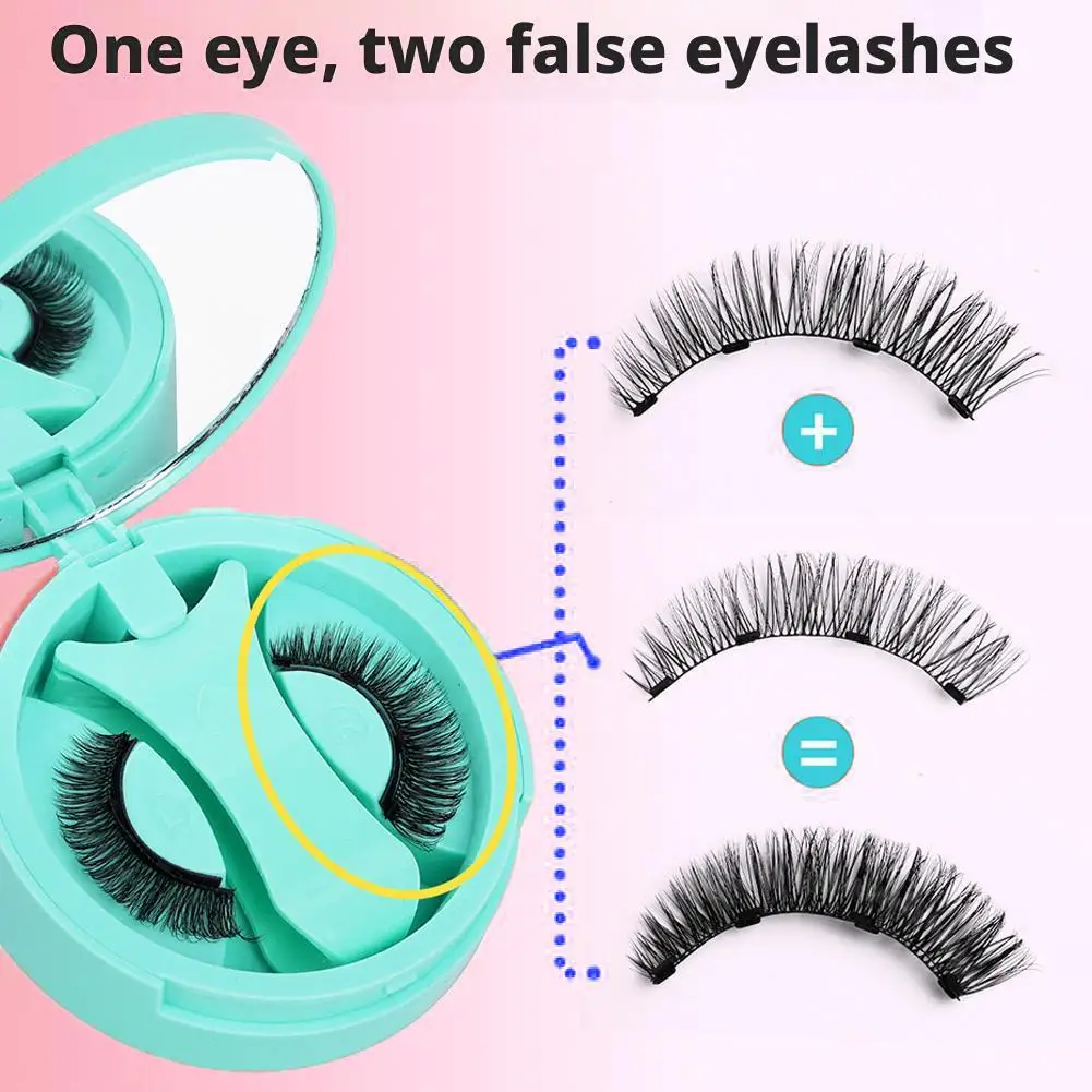 Magnetic Fake Eyelashes Set Reusable 3D Glue-free Waterproof Natural False Eyelashes With Travel-friendly Applicator