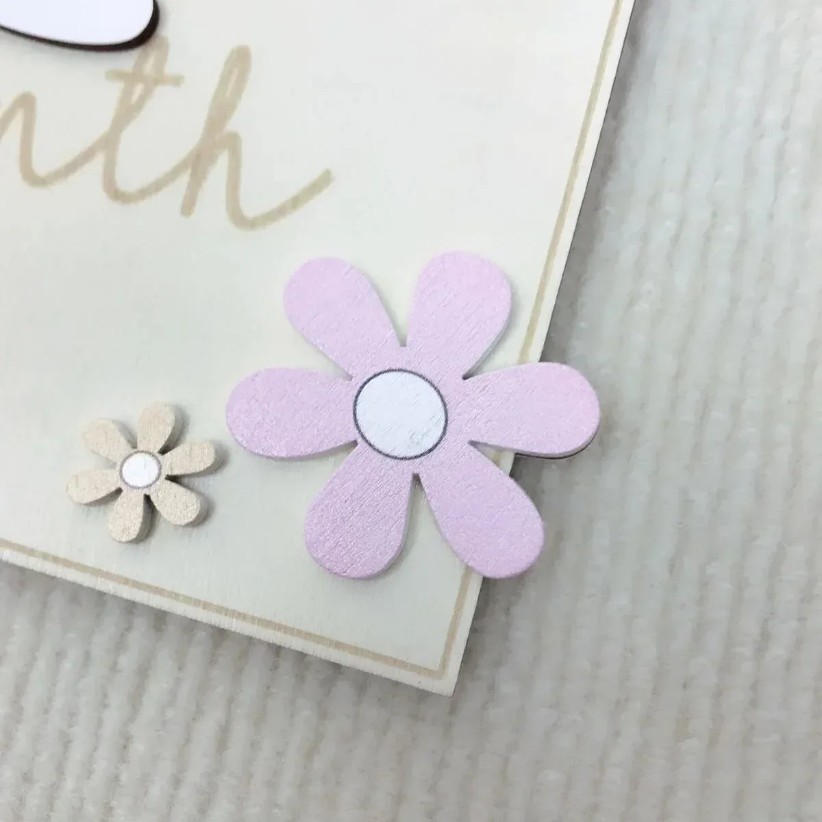 Accesorios de fotografía recién nacido, tarjetas de hito mensuales para bebé, flores de madera de doble cara, accesorios de fotografía recién nacido para niñas y niños