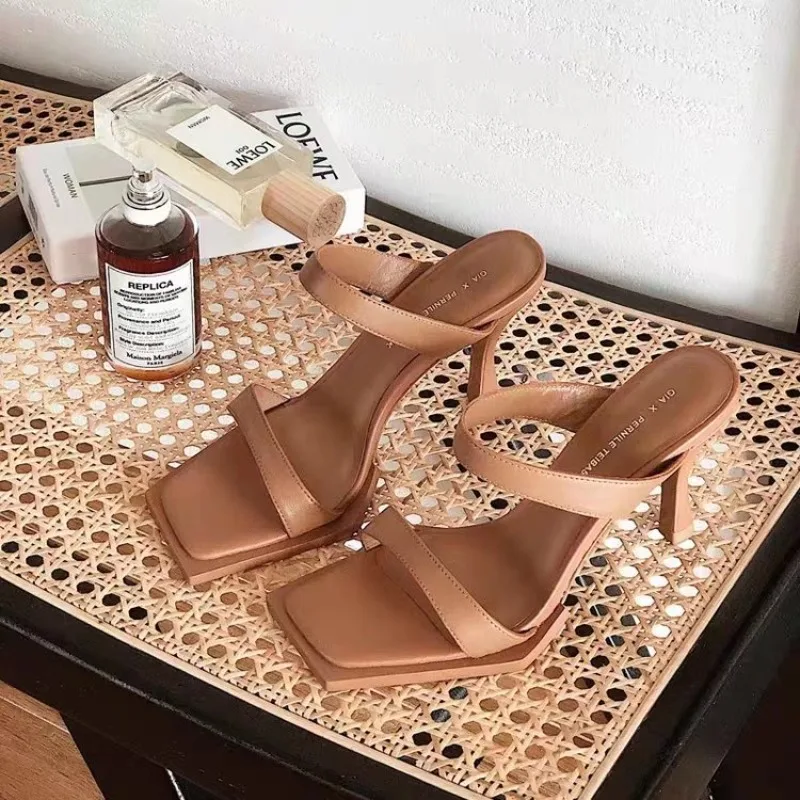 One line fashion high heels simple women's outdoor banquet sandals women's plus size women's shoes