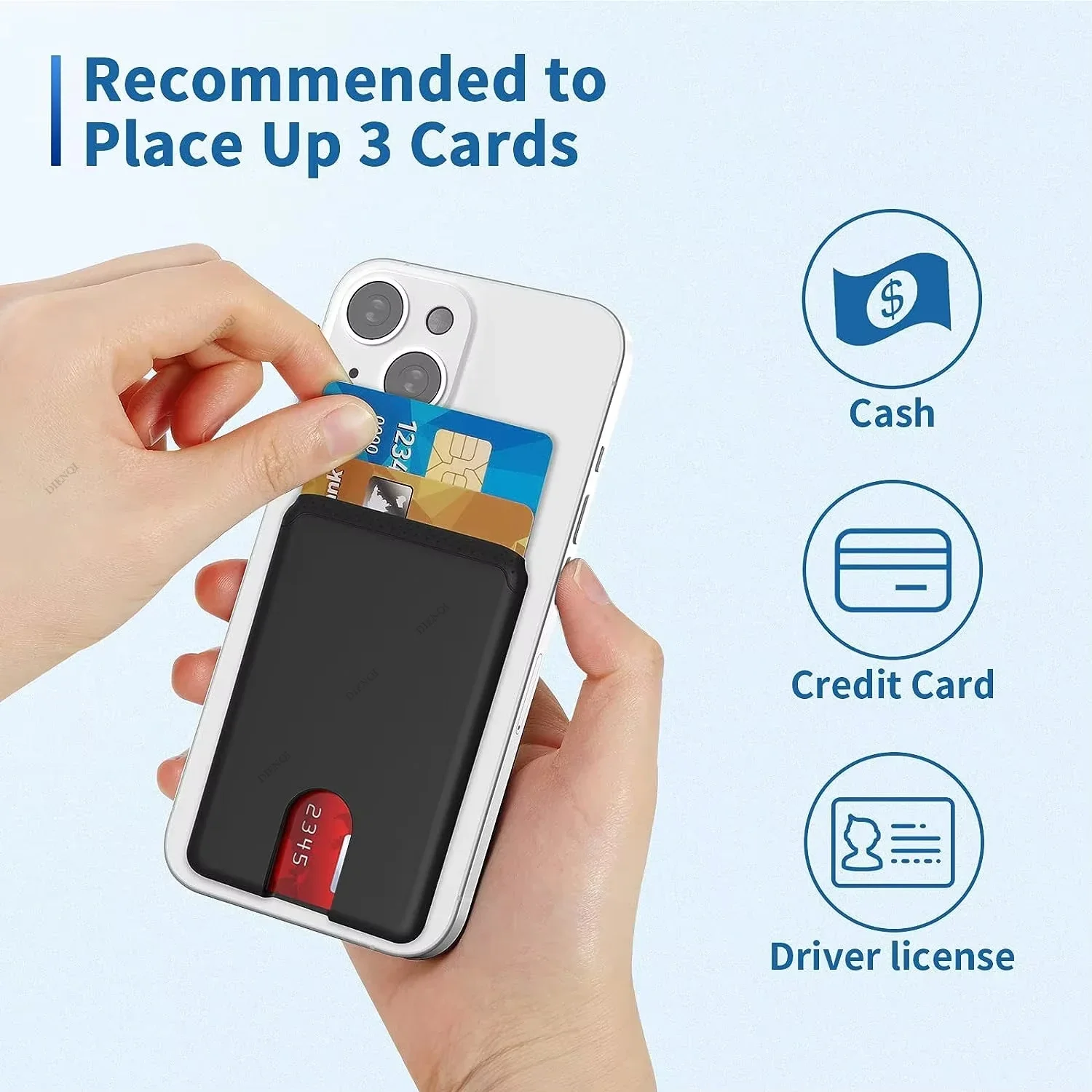 Bank Credit Card Holder Phone Sticker Adhesive Soft Silicone Slim Thin Mini Wallet Mobile Phone Cardholder Compatible for Iphone