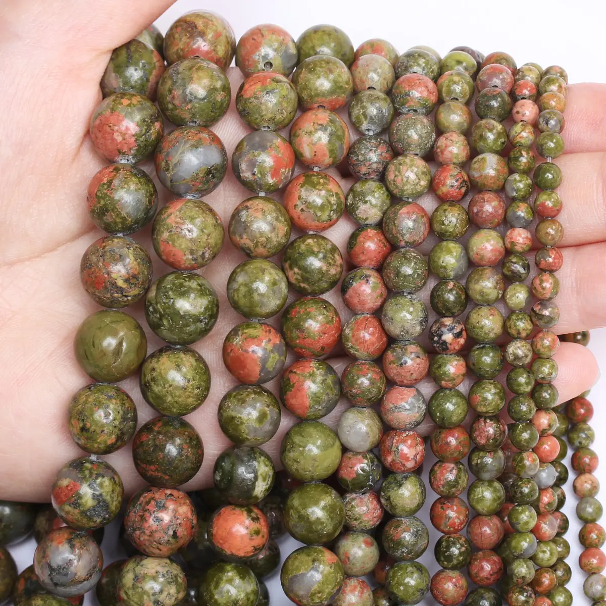 4 6 8 10 12mm Natural Unakite Stone Spacer Loose Beads Jewelry Making For Necklace Bracelet Round DIY Wholesale