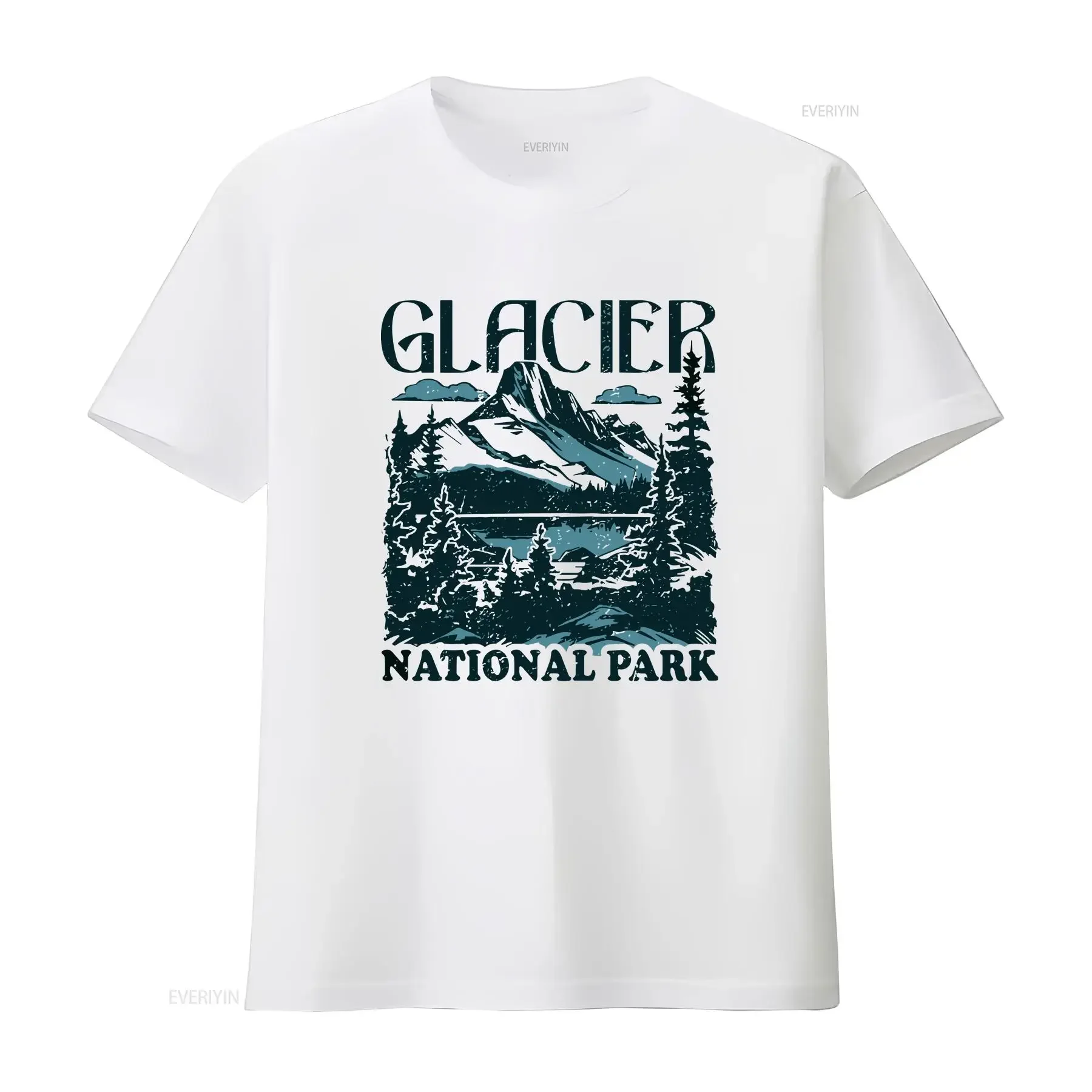 Glacier National Park T Shirt Distressed Design vintage Washed Slightly Top For Everyday Wear Versatile designer clothes Unisex