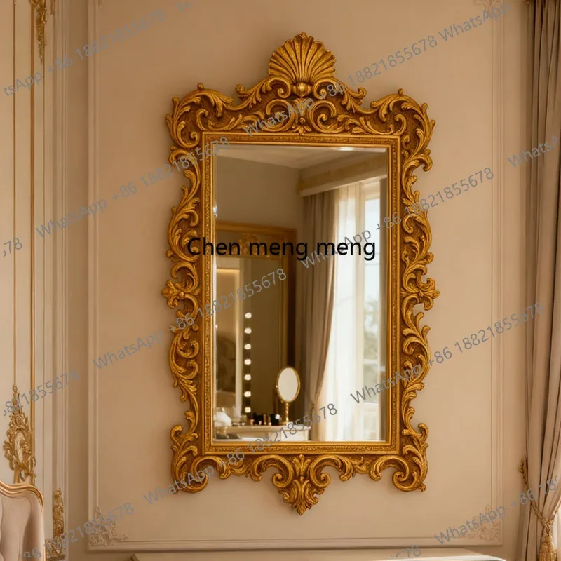 French wall-mounted washing mirror retro high definition dressing table makeup mirror porch decorative mirror