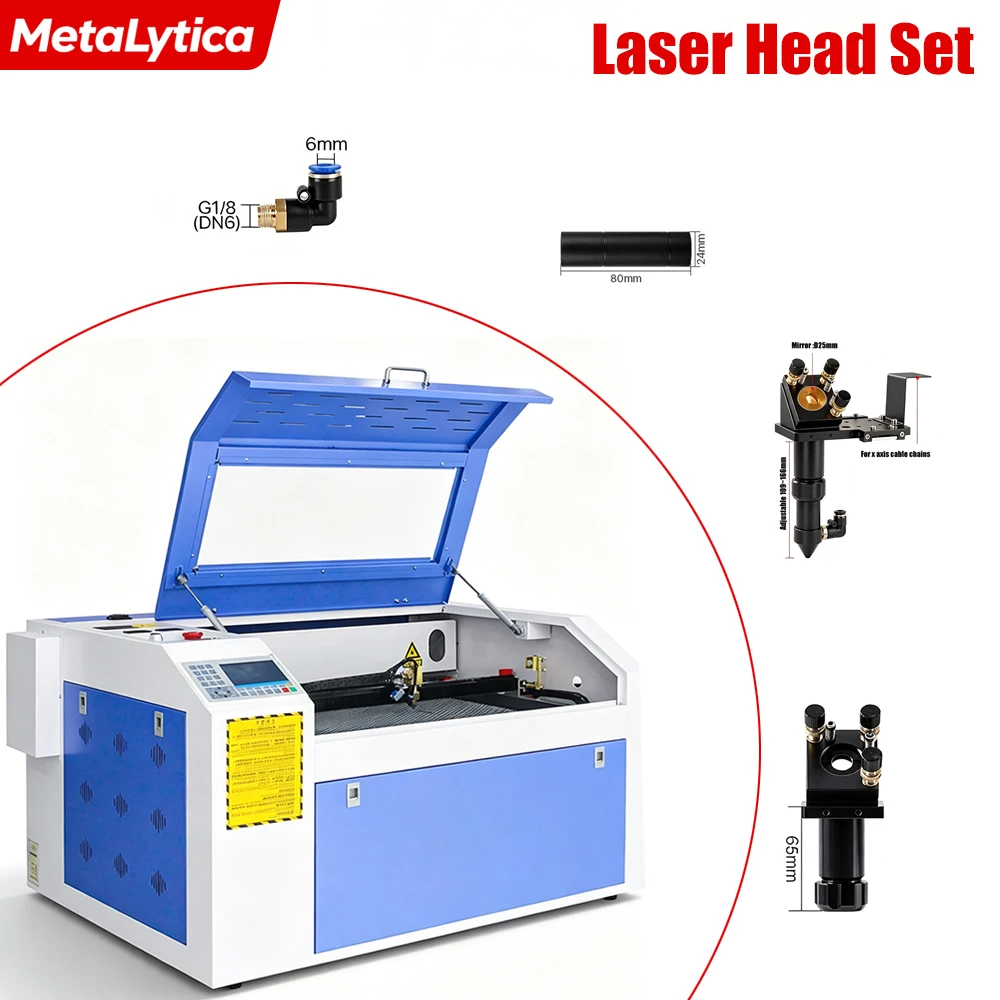 CO2 Laser Head Set Focusing Lens Barrel & Reflective Mirror Frame Kit, Optical Path Parts For Laser Engraving Cutting Machine