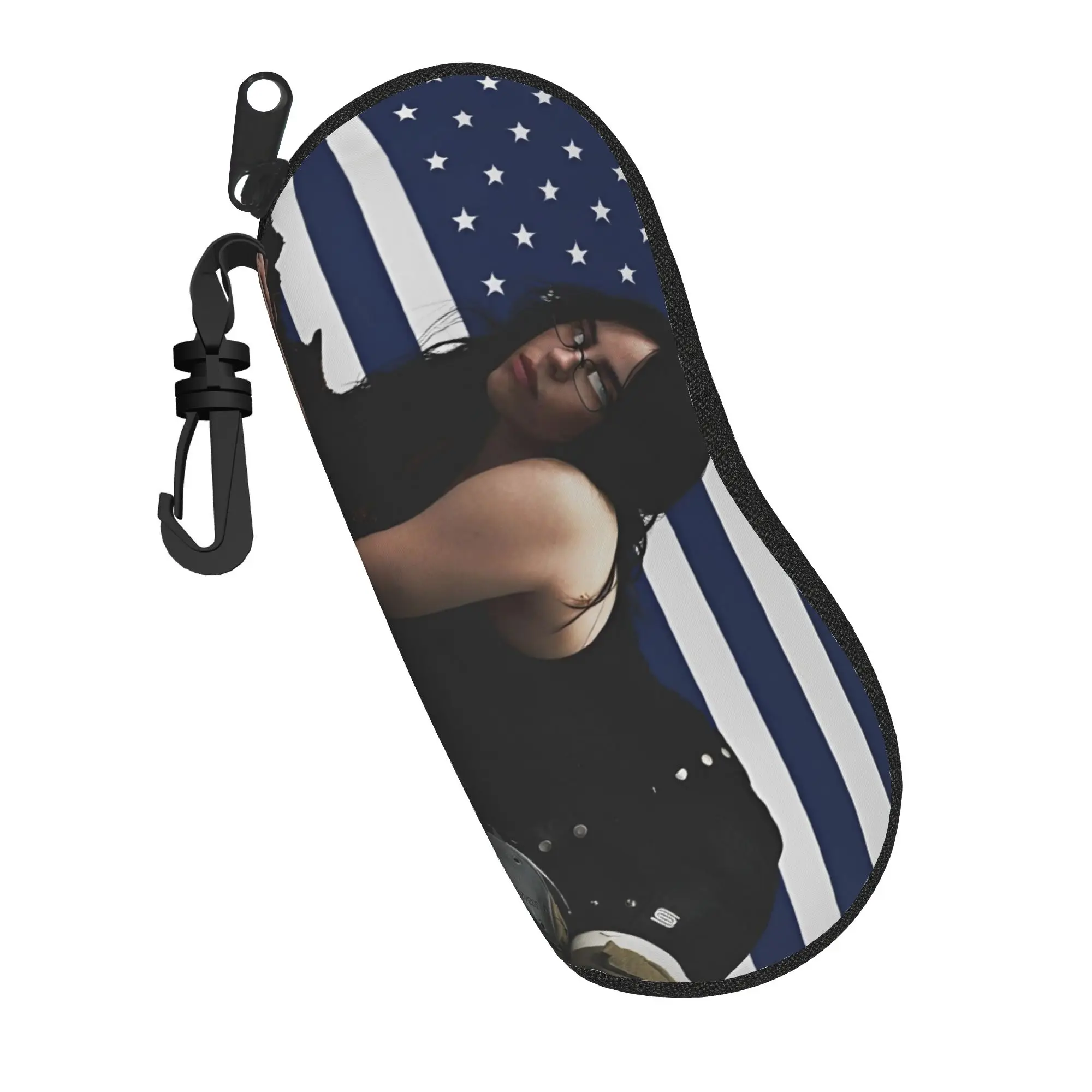 American Flag Singer Glasses Case Men Women Student Zipper Hit Me Hard and Soft Glasses Protector Office Eyewear Container