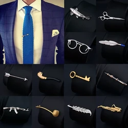 Men's Metal Necktie Bar Fashion Tie Clips Crystal Formal Shirt Wedding Brooch Ceremony Gold Tie Clip Men's Party Gifts