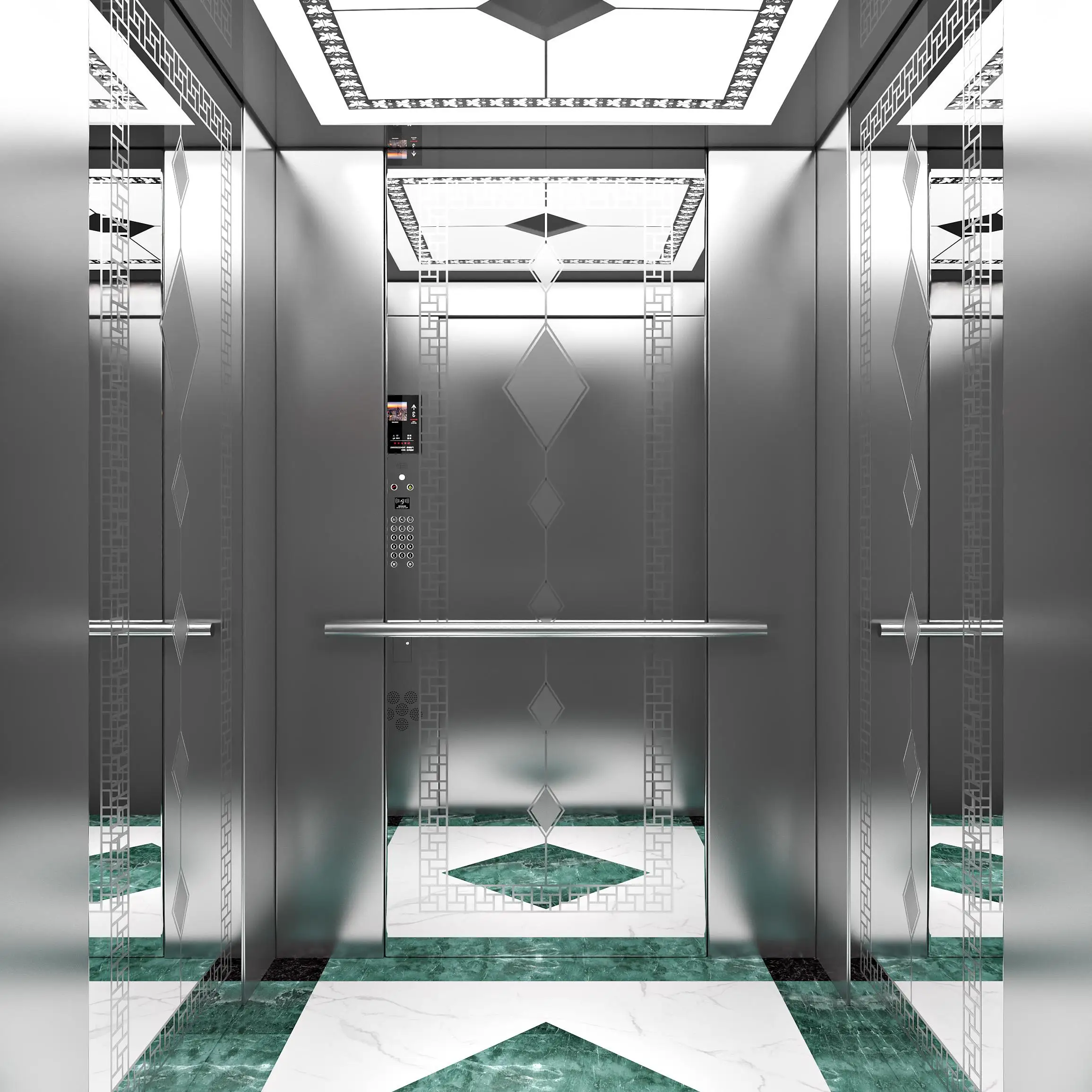 Hotel Passenger Lift 630kg 6 Stops 1.0m/s Stainless Door Emergency Phone For Small Hotel Apartment Building Commercial