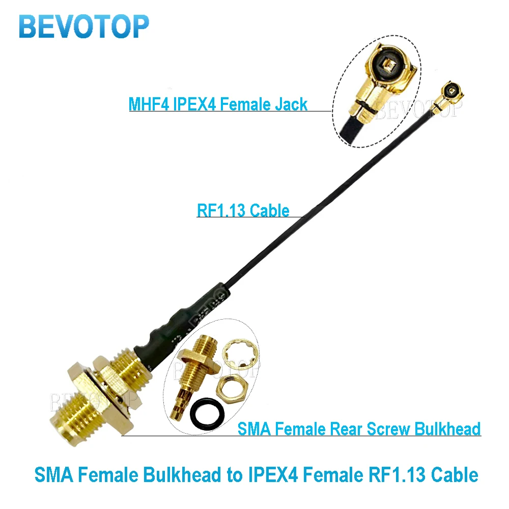 2Pcs/lot Rear Screw Bulkhead SMA Female to u.FL/MHF4/IPEX4 Female Connector RF1.13 Cable Extension Pigtail Jumper Wifi Antenna