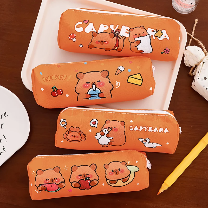 

1PCS Small Fresh Capybara Pencil Case Office Stationery School Supplies High Capacity PU Material Pencil Bag