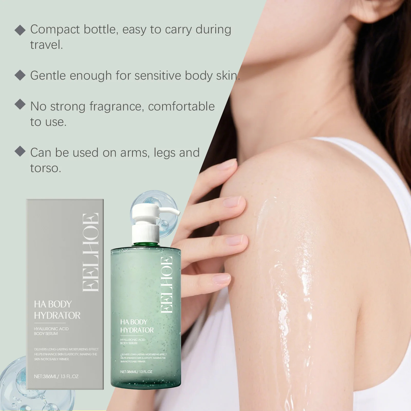 

EELHOE Hyaluronic Acid Body Essence 386ml, Large Capacity Hydrating Body Lotion for Dry Skin, Moisturizing for Smooth Elastic