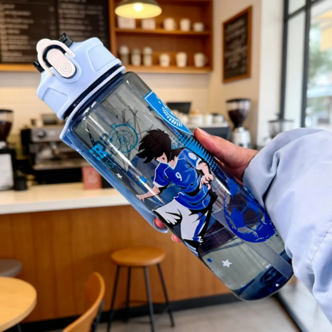 Convenient 750ml Water Bottle Printed Cartoon Portable Straw Cup Leakproof Large Capacity Sports Cup Outdoor Travel Gym Sports