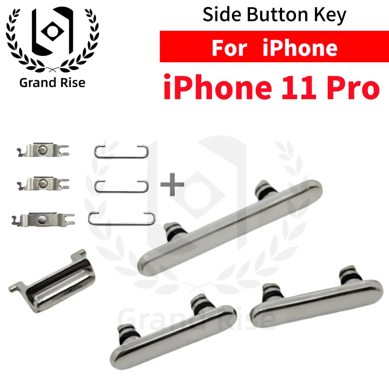 1 conjunto de botão de volume mudo para iphone 11 pro volume de energia mudo chave lateral + suporte gancho de ferro pequeno metal