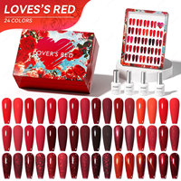 Jting HEMA FREE Cherry Wine Red 24pcs Gel Nail Polish With Color Book XEIJAYI Nail Gel Semi-permanent Nail Polish Glitter Gel