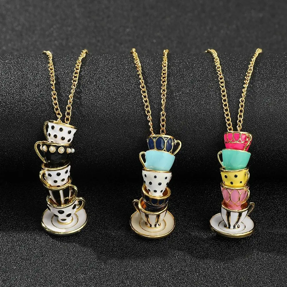 Sweater Chain Coffee Cup pendant Teapot Locket Clothing Accessories Earrings Tea Cup Necklace Long Necklace Teapot Necklace