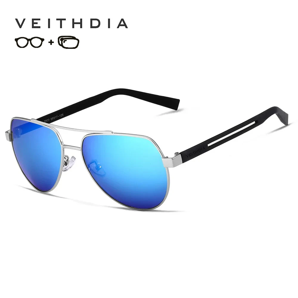 

VEITHDIA New Arrival Men‘s Pilot Customize Prescription Sunglasses Polarized UV400 Mirror Stainless Steel Myopia Glasses PJ2800