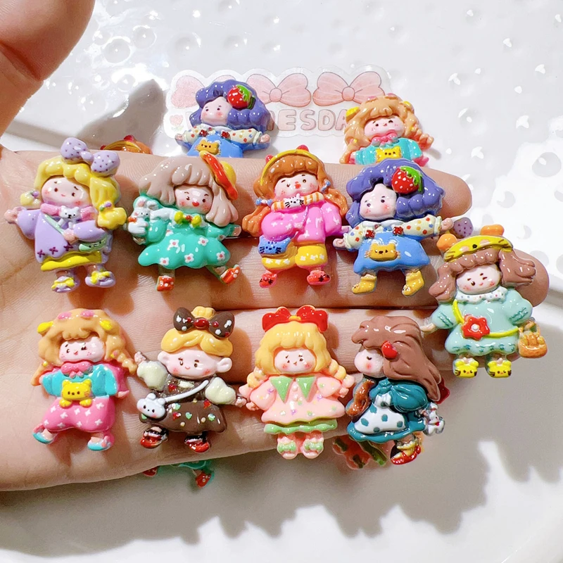 10 Pcs New Cute Mini Cartoon Interesting Girl, Princess Series Resin Scrapbook Diy Jewelry Wedding Hairpin Decorate Accessories