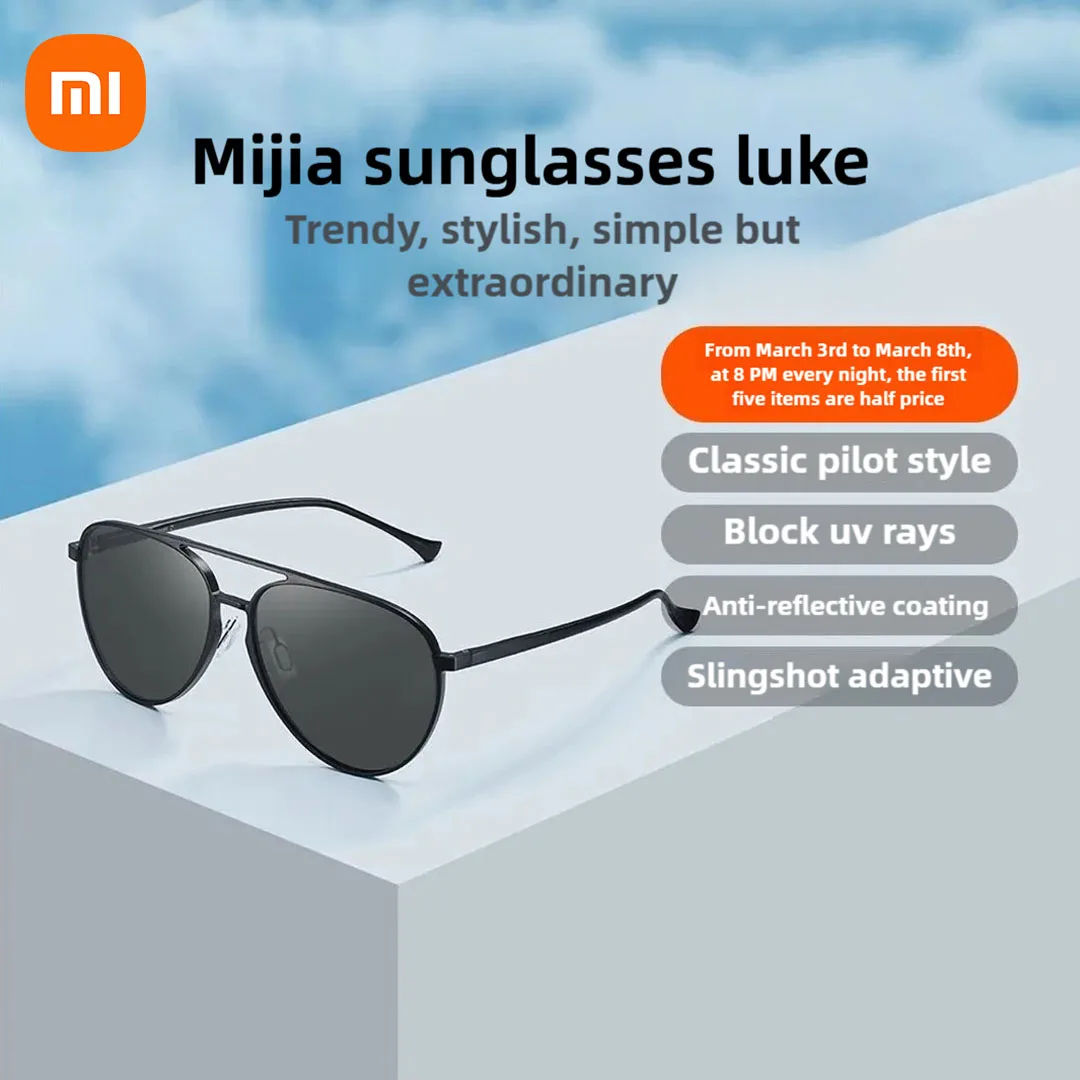 Xiaomi Mijia Luke Sunglass For Drive Outdoor Travel Lightweight Man Woman UV400 Anti-polarization Protection Pilot Sun Glasses