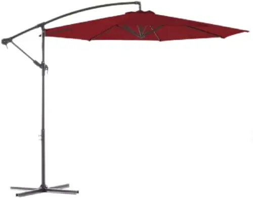 H Series Patio Offset Hanging Umbrella 10 FT Cantilever Outdoor Umbrellas w/Infinite Tilt, Fade Resistant Waterproof