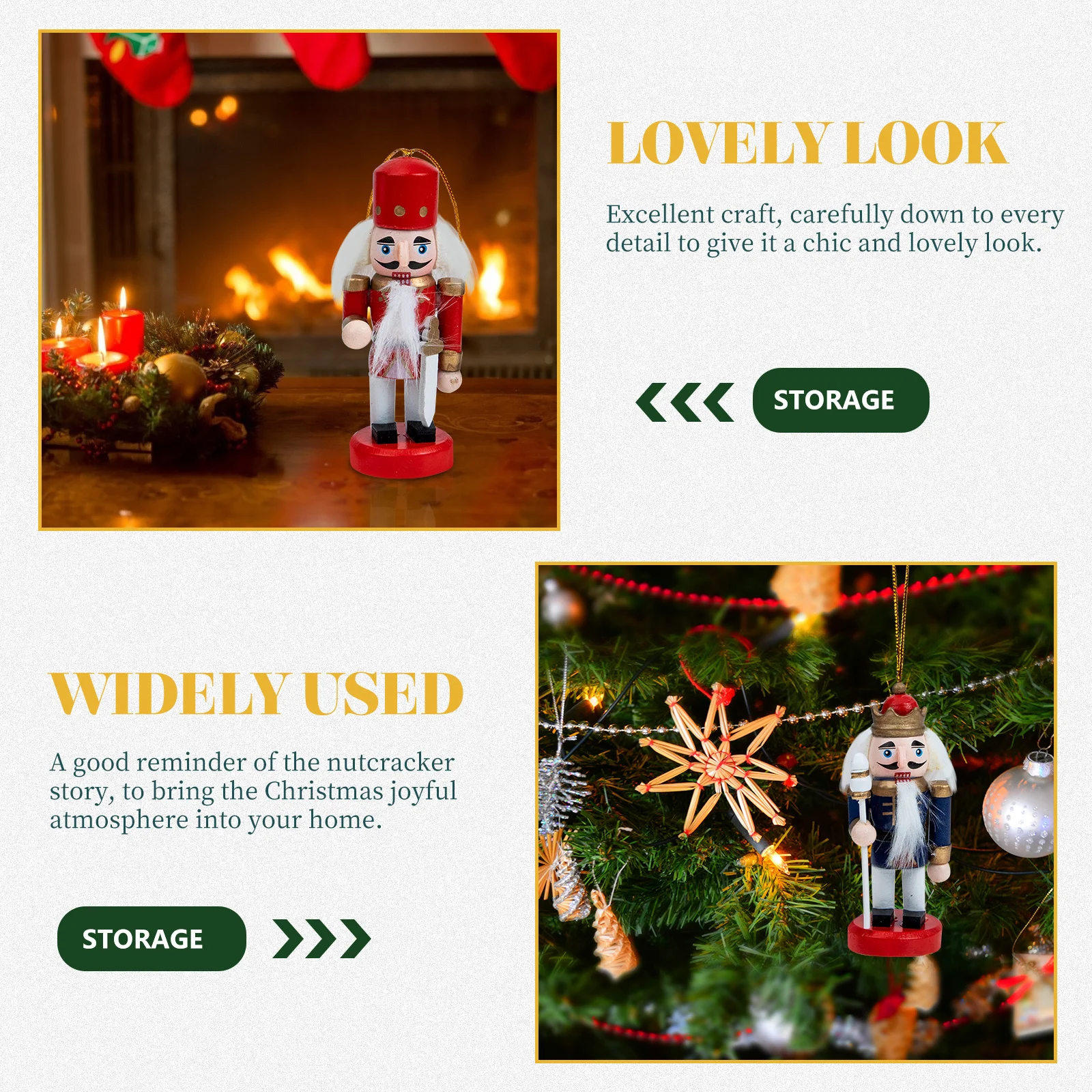 

4pcs Wooden Nutcracker Ornament Christmas Soldier Puppet Decor Desktop Hanging Xmas Tree Decoration Festival Gift Wood Craft