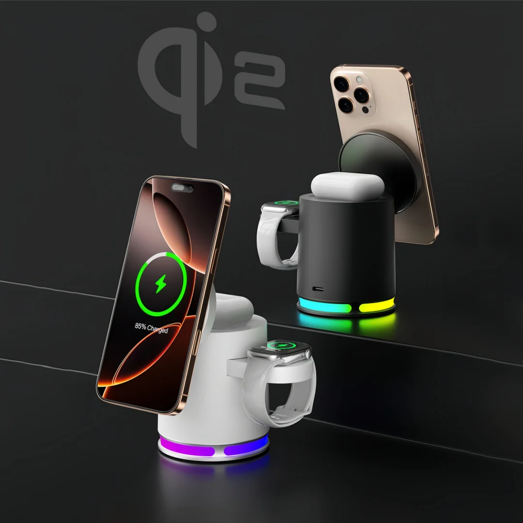 

HaaYot Qi2 Wireless Charger RGB Mag-safe Chargers Station for iPhone 16 15 14 pro max Apple Watch Magnetic Ultra-Fast Charging