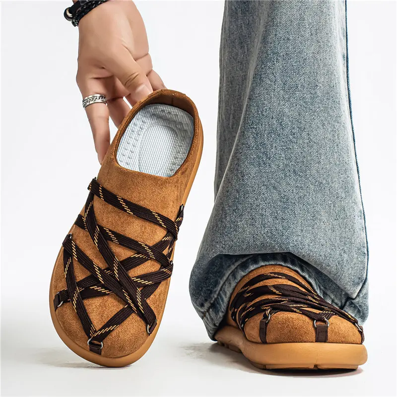 Large Size Men's Wide Head Slip-On Casual Commute One-Step Lazy Shoes Comfortable Half Slippers for Easy Wear