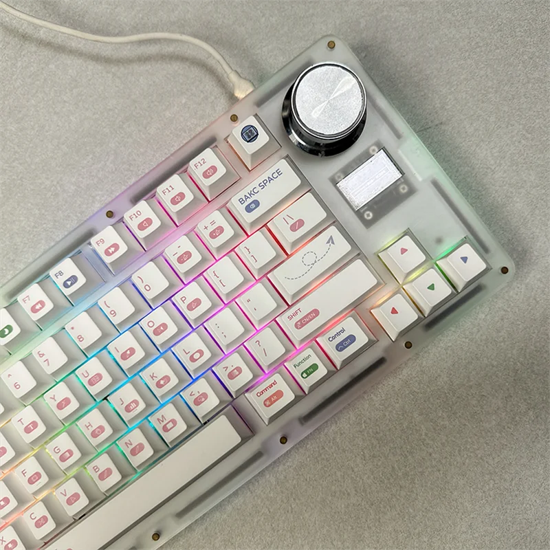 Keycap PBT personalizado para teclado mecânico, Anime Keycaps, Tema PS, Designer, Branco, Mínimo, Perfil Cereja, Mx