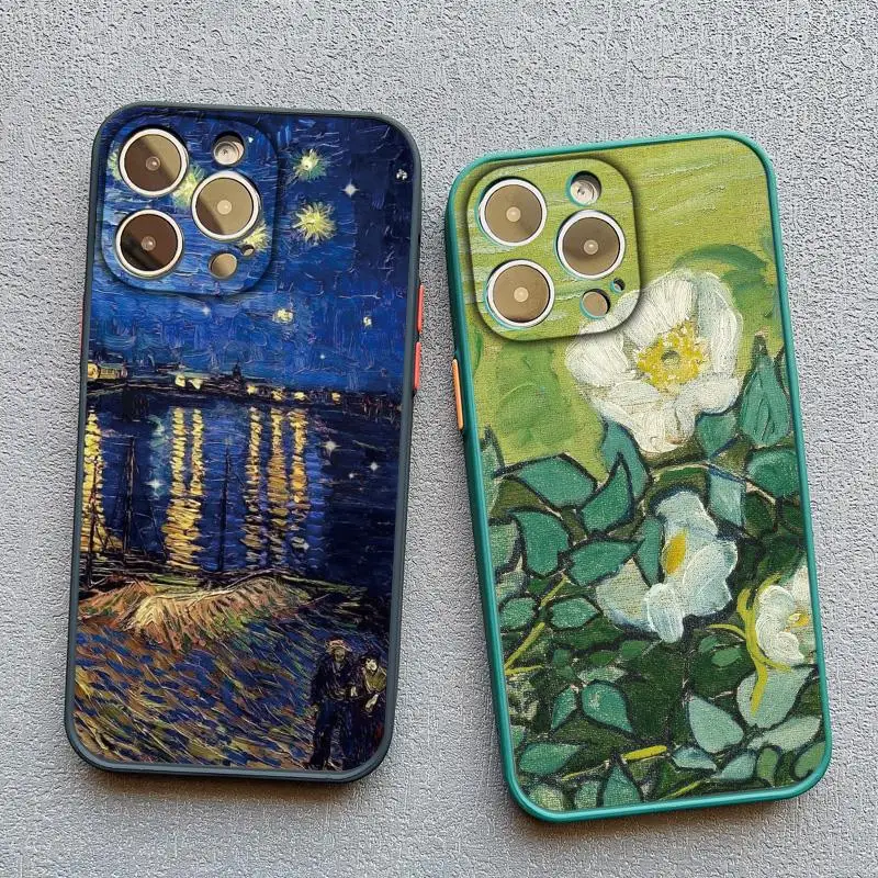 Retro Van Gogh Oil Paint Phone Case For iPhone 16 15 11 13 12 14 Pro MAX 14 Plus 7 8 Plus XR XS X Vintage Shockproof Cover Funda